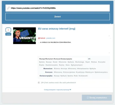 Kralizek - @wykop od dwóch godzin blokuje dodanie znaleziska o cenzurze internetu w U...