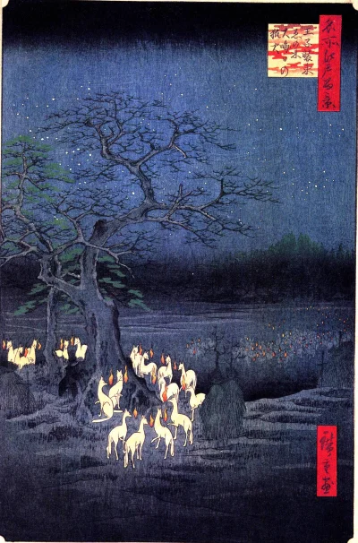 myrmekochoria - Hiroshige Andō, Lisie ognie, Japonia 1857. Bardzo ważny i słynny mala...