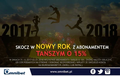 Omnibet - Szczęśliwego Nowego Roku!
Od nas na dobry początek roku zniżka 15% na wszy...