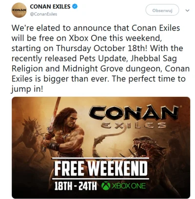 Gh0st - Darmowy tydzień z grą Conan Exiles na #xboxone
