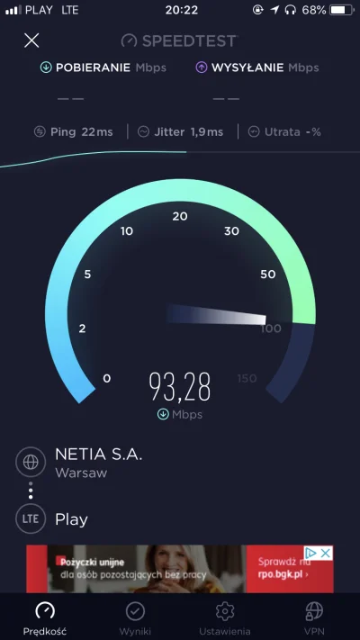 BolekLolekKulfa - LTE+/Advanced wg Play na iPhonie 7 - to taki mój mały test na posty...