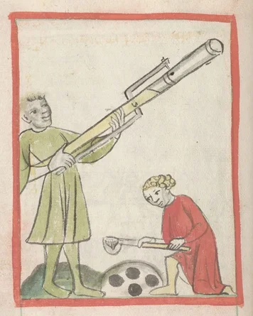 ramzes8811 - Niemiecka rycina z 1411 roku. Jedno z pierwszych przedstawień broni paln...