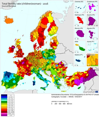 Kermit000 - "Eurostat opublikował mapę pokazującą współczynnik dzietności w europejsk...