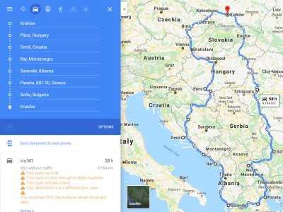 Nfvr - Prowizoryczna mapka trasy ostatniego mototripa, który zakończył się dzisiaj tr...