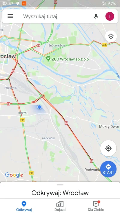 TOM3K88 - Obecnie wg google maps korek kończy się prawie w radwanicach