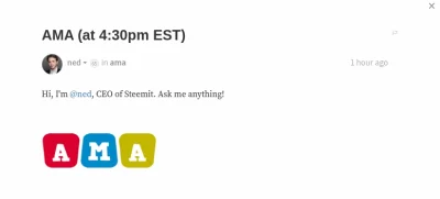 steemit - Informujemy, że właśnie trwa #ama z Nedem Scottem, CEO Steemi Inc, platform...