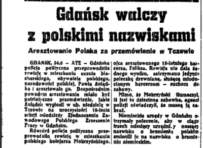 q.....0 - Gdansk walczy z polskimi nazwiskami, 25 czerwca 1939 z Kurjera Bialostockie...