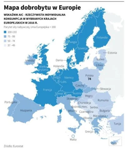 retrobajery - ale durna ta mapa. czyli polska ma 74 ale nadal jest w jasniejszym kolo...