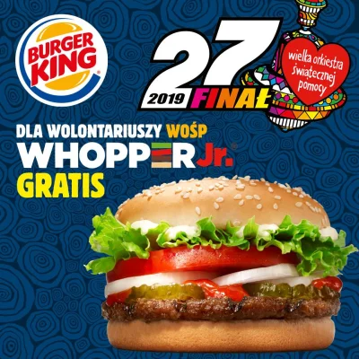 izkYT - Darmowy burger dla wolontariusza #wosp #wosp2019 od #burgerking 
Więcej info...