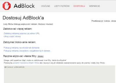 fAdb - @rusekx: Ok, to najpierw kliknij w ikonkę adblocka, a potem w "Opcje". Następn...