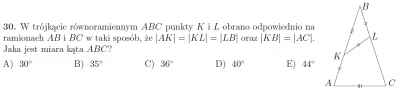 poam89 - W trójkącie równoramiennym ABC punkty K i L obrano odpowiednio na
ramionach...