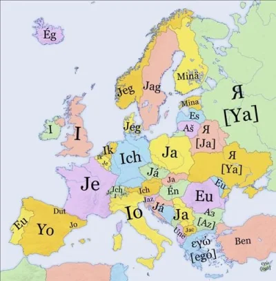 johanlaidoner - Słowo "ja" w językach Europy.
#jezyki #ciekawostki #mapa #geografia ...