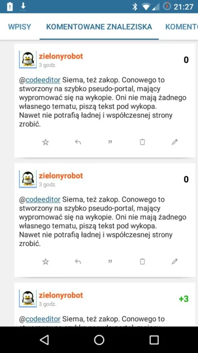 zielonyrobot - @MC_Bono Potwierdzam dublujące komentarze. Dodam jeszcze że aplikacja ...