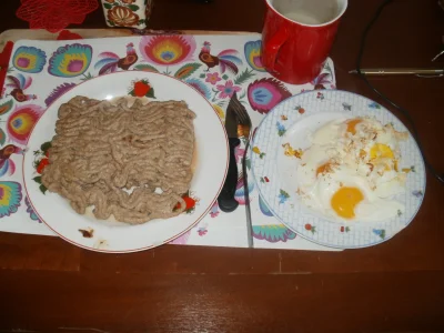 anonymous_derp - Dzisiejsze śniadanie: Smażona mielonka wieprzowo-wołowa, 4 jajka sad...