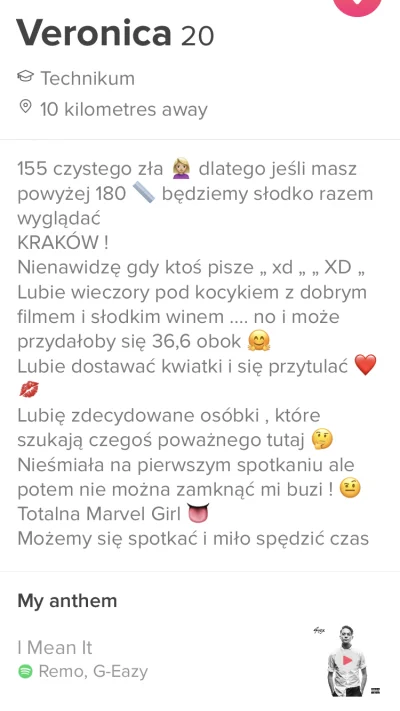 z.....k - Czy ja dobrze rozumiem czy ta karlica szuka kogoś ze wzrostem powyżej 180cm...