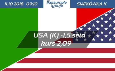 Betsample - Siatkówka kobiet - Mistrzostwa Świata 
Mecz Włochy vs USA / 11.10
typ: ...