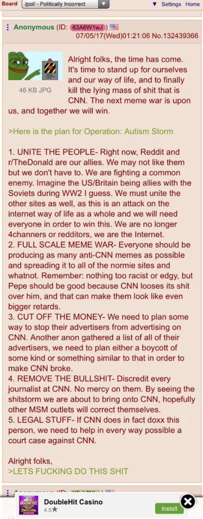 zycie_dobre - #4chan wypowiedział wojne cnn. Operacja pod kryptonimem Autism Storm

...