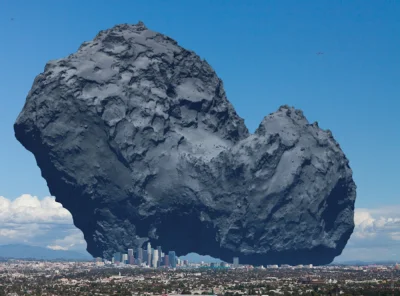 Czupakabra82 - Porównanie wielkości tej komety do dużego miasta na Ziemi