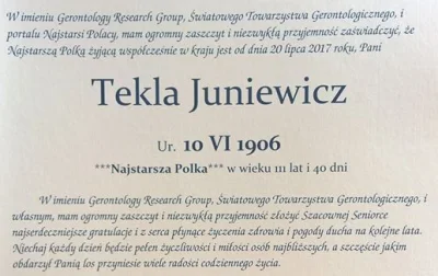 grim_fandango - Jutro 112 lat skończy Tekla Juniewicz najstarsza Polka w historii, kt...