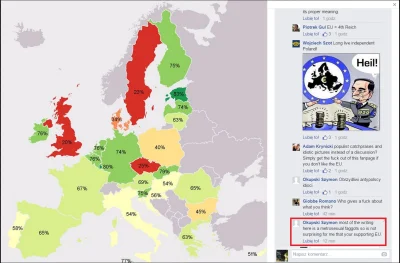 Assailant - #mapa pokazująca poparcie dla #uniaeuropejska w poszczególnych krajach cz...