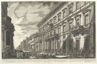 myrmekochoria - Giovanni Battista Piranesi - Widok na Via del Corso, połowa XVIII wie...