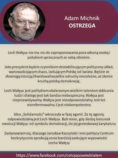 hrabiaeryk - Adam Michnik ostrzega przed Wałęsą (Mocne)

#bolek #walesa #skandal #p...