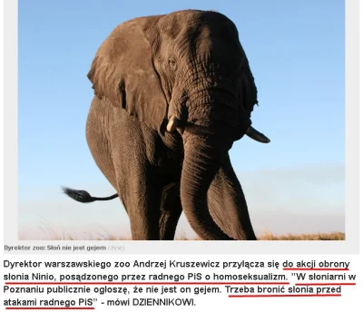 tomyclik - @Crusier: 


 słoń został oskarżony przez radnego Michała Grzesia (PiS) o ...