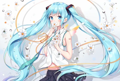 FuzzyWuzzy_ - #randomanimeshit #vocaloid #hatsunemiku #naturanime #bluehair #blueeyes...