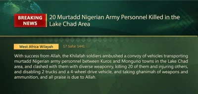 K.....e - Państwo Islamskie Zachodniej Afryki zabiło 20 żołnierzy Nigeryjskich w zasa...