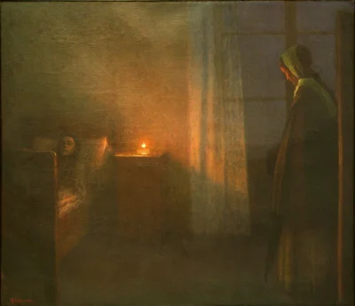 Hoverion - Jakub Schikaneder 1855–1924
Przy łóżku dziewczyny, 1909-1910
#malarstwo ...