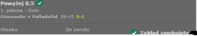 Betseeker - Ajj nie zdarzyl syn :( over 0.5 do ht Gimnastic - Valladolid #bukmacherka...