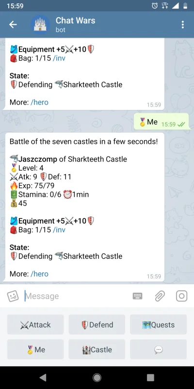 dariusz666 - #telegram #rpg #mud 

Gra ktoś z was w Chat Wars na Telegramie? Jak coś ...