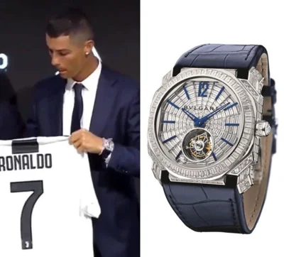 R.....n - Ronaldo na prezentacji w Juve miał zegarek Bulgari Octo Finissimo Tourbillo...