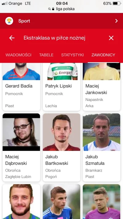 kompanos - Przeglądam sobie tabele polskiej ligi na googlach a tam taki zawodnik ( ͡°...
