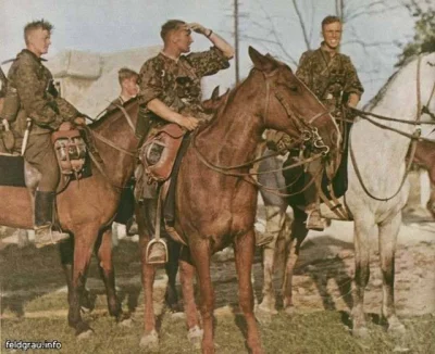pazn - Niemieccy kawalerzyści z 8. Dywizji Kawalerii SS ''Florian Geyer'' podczas pat...