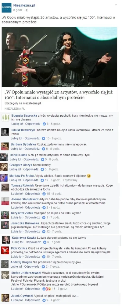 saakaszi - „W Opolu miało wystąpić 20 artystów, a wycofało się już 100”. Internauci o...