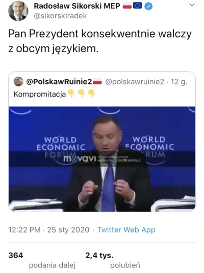 r.....6 - Sikorski #!$%@?ł xD Duda nieźle się skompromitował tym tekstem o „obcych ję...