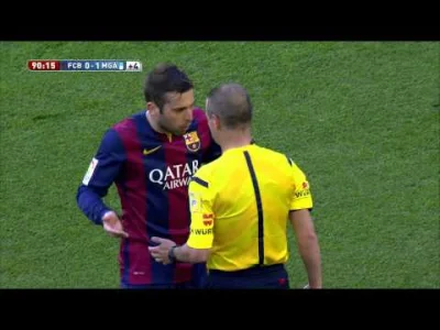 jotuze - Skandaliczne zachowanie Jordiego Alby podczas meczu z Malagą, efekt- tylko ż...