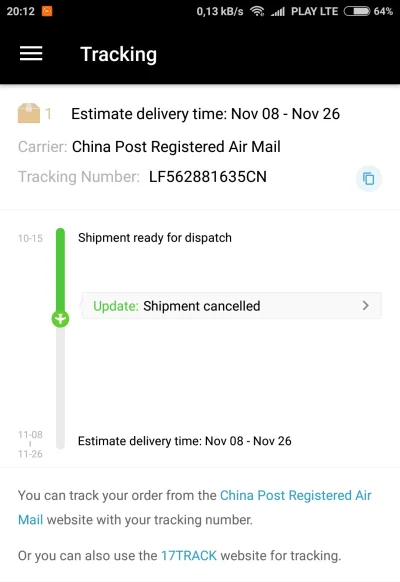 Yankumiii - Mirki, zacząć się martwić, że "shipment cancelled"? W paczce leci do mnie...