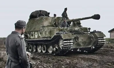 wfyokyga - Niszczyciel czołgów Ferdynand, bitwa o Kursk 1943 koloryzowane.
#historia...