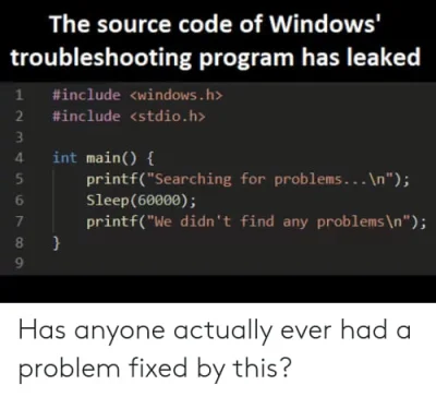 CeZiK_ - Co robi Windows, gdy szuka rozwiązania danego problemu?

#windows #heheszk...