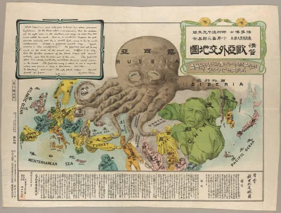 D.....k - Satyryczna Japońska mapa powstała podczas wojny japońsko-rosyjskiej w 1904 ...