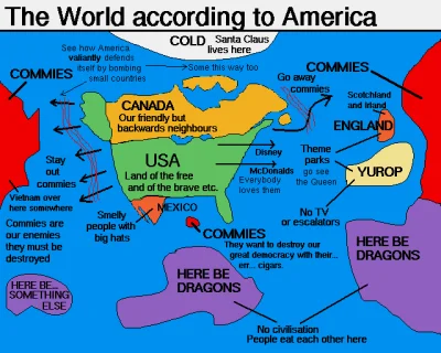 xniorvox - "Tu żyją smoki" według amerykańskiej mapy, prawdopodobnie z 2. połowy XX w...