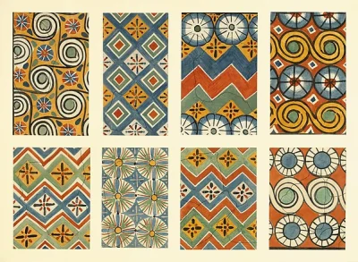 myrmekochoria - 8 wzorów (sufit) z grobowców Nebamun i Ipuky (1390–1349 rok przed nas...
