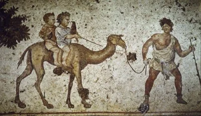 IMPERIUMROMANUM - Mozaika ukazująca dzieci na wielbłądzie

Rzymska mozaika ukazując...