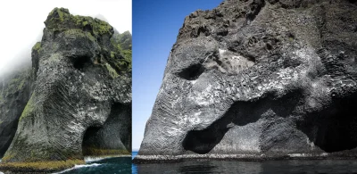 Iduun - Słonia Skała w pobliżu wyspy Heimaey, Islandia. Utworzona po erupcji wulkanu ...