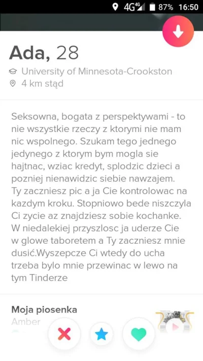 N.....y - Zachęcające. W końcu taka, co mówi prawdę o sobie, dla odmiany. 
#p0lka #l...