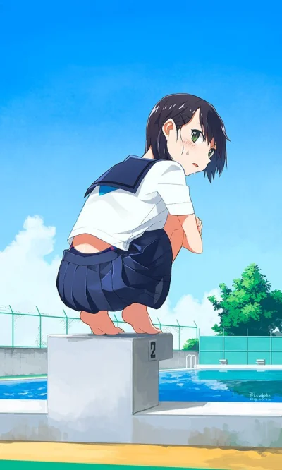 Czokolad - #randomanimeshit #originalcharacter #schoolgirl #swimsuit #anime #anime