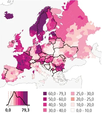 Gumaa - Mapa pokazująca odsetek dzieci rodzących się poza małżeństwem w Europie.
Co ...