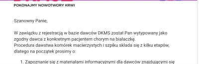 MatiToJaa - O karwa mirki. Zostalem wytypowany jako dawca szpiku! Z jednej strony rad...